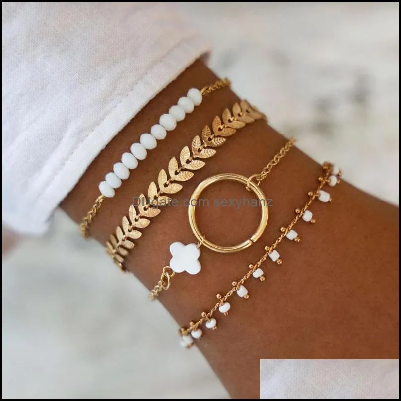 gold cuff bracelet female cute simple moon star coin pearl braid bead bracelet jewelry set hypoallergenic gift