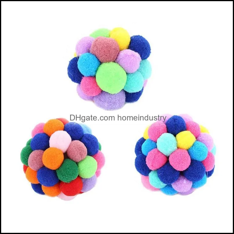 Cat Toys Toy Colorful Handmade Bells Bouncy Ball Built-in Catnip Interactive 1pc