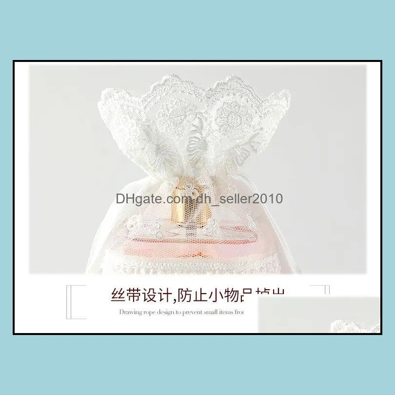 new butterfly lace bag high-end jewelry cosmetics drawstring pouch bamboo yarn creative beam pocket organza bag 10*14cm