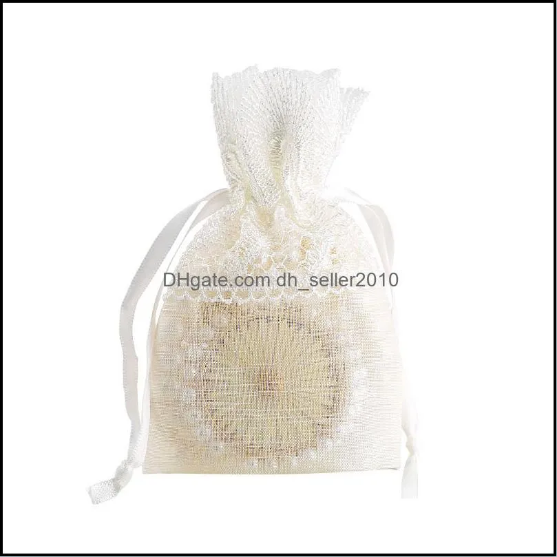 creative hot style white feather lace bag gift package receive finishing jewelry bag wholesale bamboo yarn creative bundle pocket