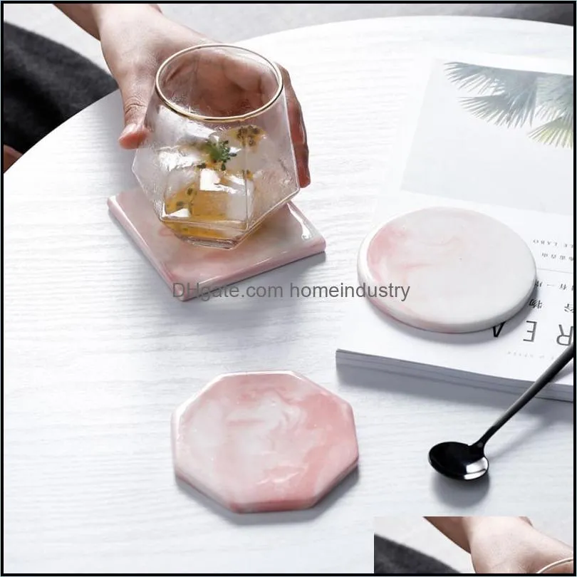 Mats & Pads Marble Ceramic Drink Cup Coffee Pad Tea Mat Placemat Heat Insulation Dining Table Scald Proof Kitchen Accessories