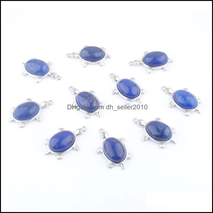 tiny turtle pendants natural gemstone lapis lazuli reiki lucky animal cute tortoise charm jewelry dn4309