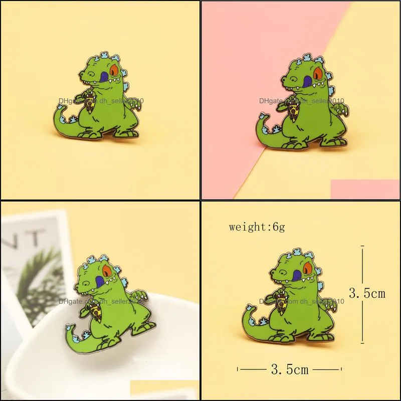 Dinosaur brooch enamel pins Men women fashion jewelry gifts cloth lapel badges cute animal bag 6138 Q2