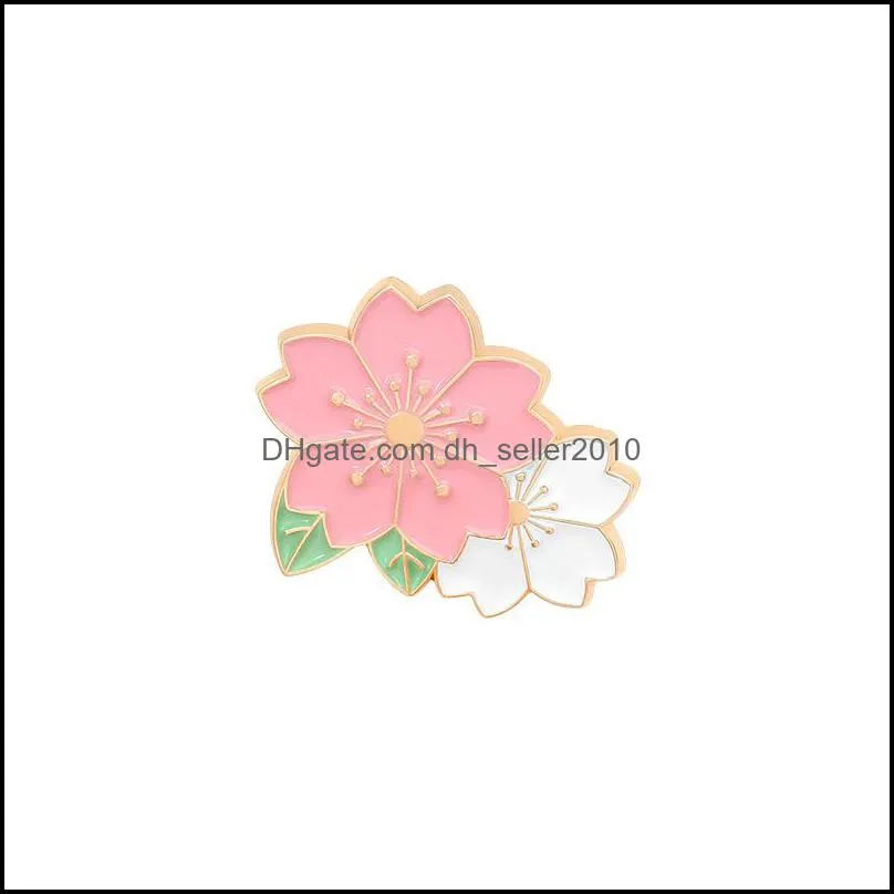 Sakura Enamel Pin Custom Pink White Brooches Bag Lapel Pin Cartoon Flowers Badge Jewelry Gift for Friends 6126 Q2