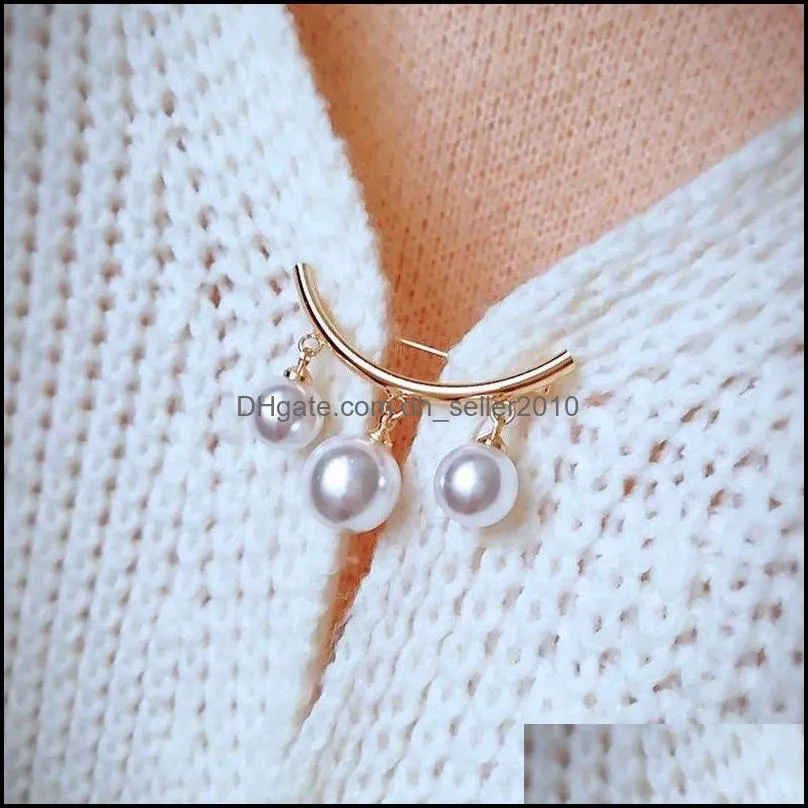 Artificial Shell Pearl Bowknot Brooch Lady Cardigan Horizontal Style Fashion Pin Accessories Simplicity Brooches Alloy 1 3xy P2