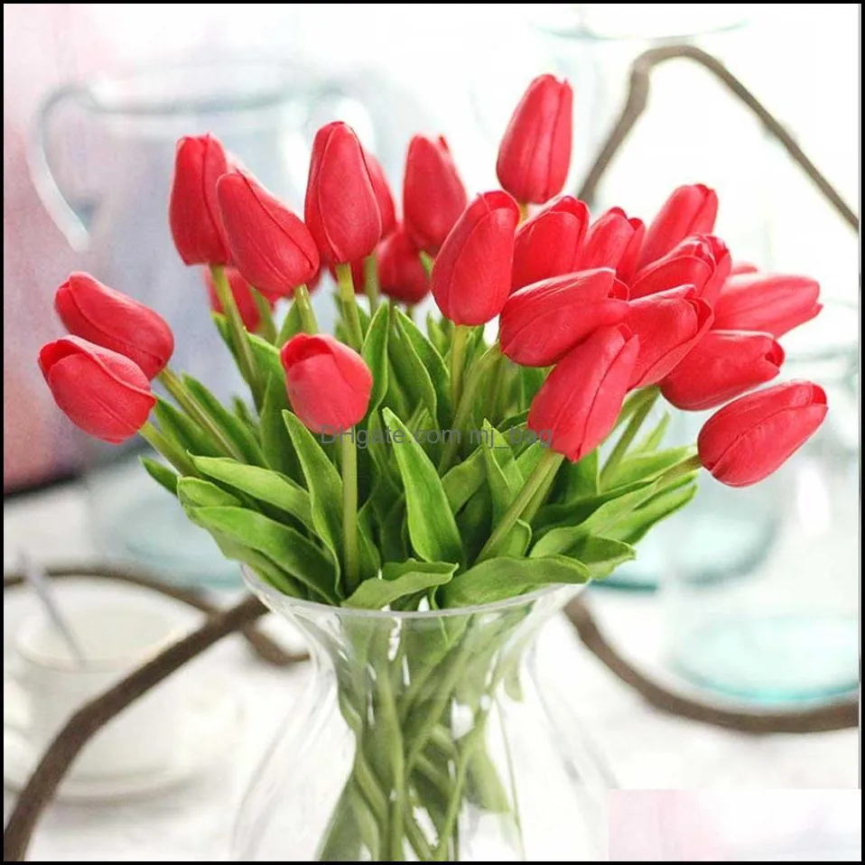 Beauty Real touch flowers PU Tulips flower Artificial Bouquet Fake flower bridal bouquet decorate flowers for wedding