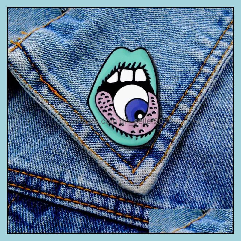 Customized Brooch Halloween Eyes In Mouth Green Palm Enamel Pin Cartoon Terror Hard Brooches Women Men Jewelry Alloy Dropping Oil Badge Pins 1073