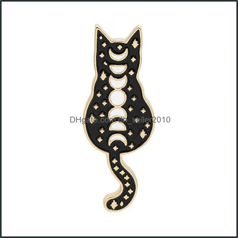 Punk Pin Brooch Kitty Series Versatile  Interest Enamel Lapel Badge Cat On The Moon Simplicity Insignia Lady Halloween 1 7zj K2B