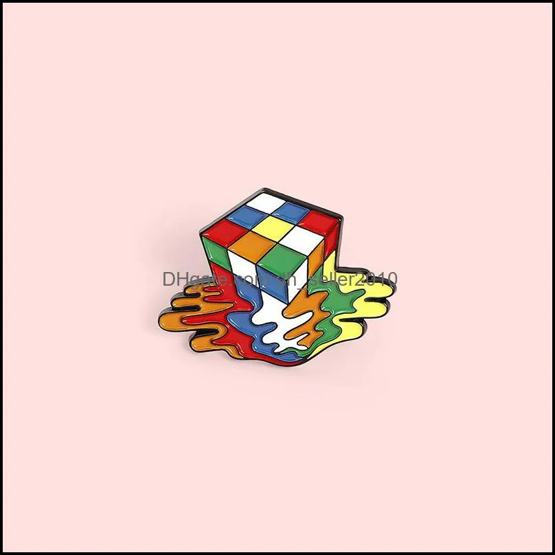 Melty Cube Enamel Pin Colorful Toy Brooch Bag Clothes Lapel Badge Cartoon Jewelry Gift for Kids Friends 6151 Q2