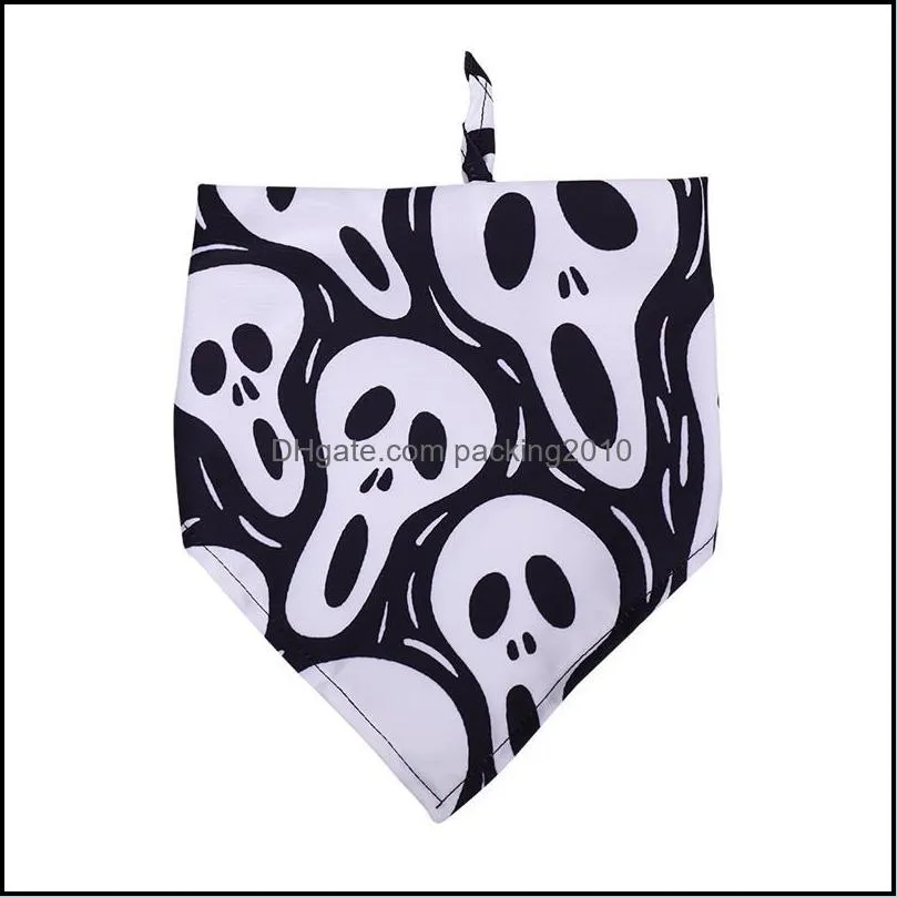 Pet Dog Bandana Halloween Skull Pumpkin Printed Pet Scarf Handkerchief Bib for Medium Large Dog Cat Collar Party Grooming Accessories