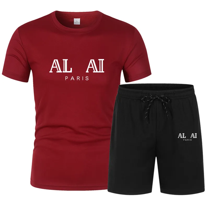 2022 Summer Tracksuit T-Shirt Shorts Set Men's Mesh Fabric quick-drying Sportswear Suit Comfortable Man Casual T-shirt