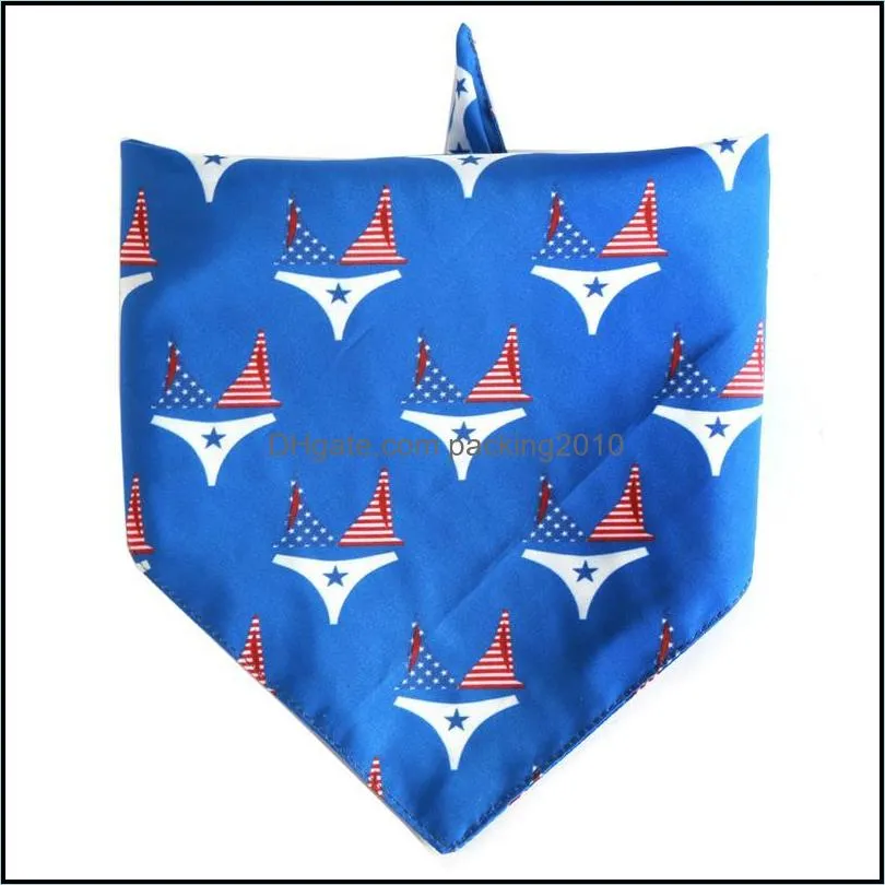 Dog Bandanas American Flag Dog Scarfs Independence Day Double Layer Bibs Pet Costume Accessories for Medium Large Dogs