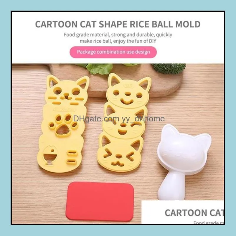 Cute Smile Cat Sushi Rice Mold Decor Cutter Sandwich DIY Tool Japanese Rice Ball Sushi Maker Kitchen Tools