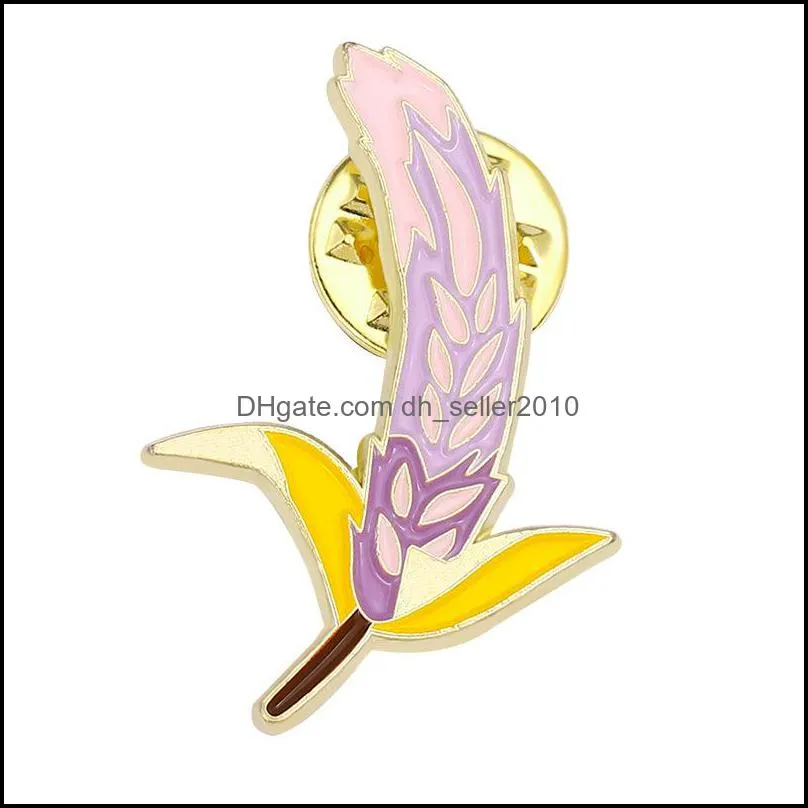 Woman Metal Enamel Lapel Brooches Pin Anagallis Lily Flower Bamboo Shoots Plant Cartoon Alloy Badge Backpack Accessories Cute Brooch Jewelry 1257