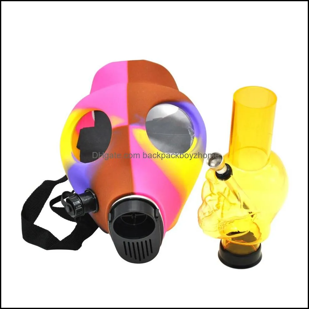 new silicone smoke gas mask pipes bongs shisha hookah water pipe fda silicone skull acrylic bong pipe silicone oil rigs smoking pipe
