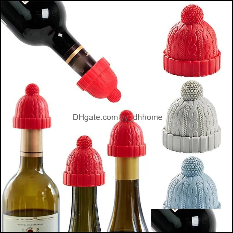 Woolen Cap Silicone Wine Bottle Stopper Creative Hat Shaped Wine Stopper -Keeping Sealed Lid Preservative Stopper Kitchen Gadgets