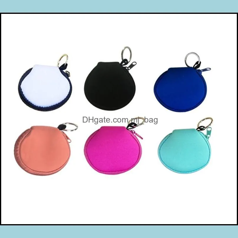 Multifunctional Neoprene Small Purse Zipper Coin Purse Face Mask Holder For Earphone Bags Purse Zipper Pouch with Keyring