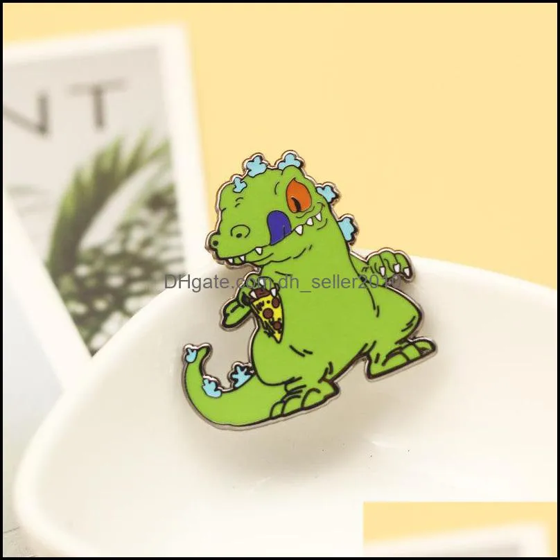 Dinosaur brooch enamel pins Men women fashion jewelry gifts cloth lapel badges cute animal bag 6138 Q2