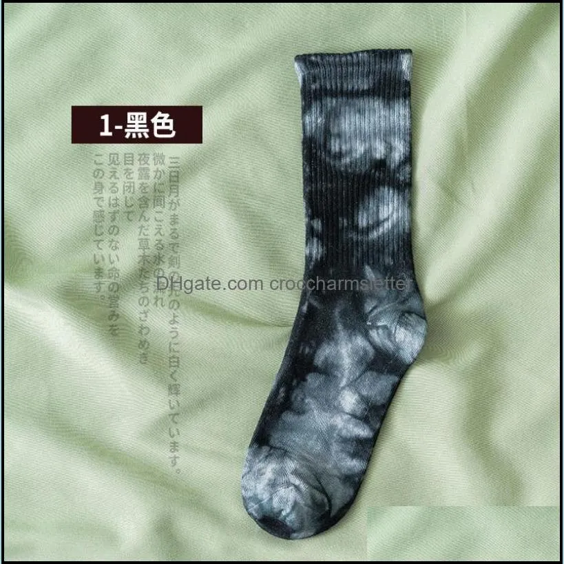 Fashion Cotton Socks Women Men Tie Dye Long Skate Socks Hip Hop Breathable Calf Length Korean Couple Basketball Socks