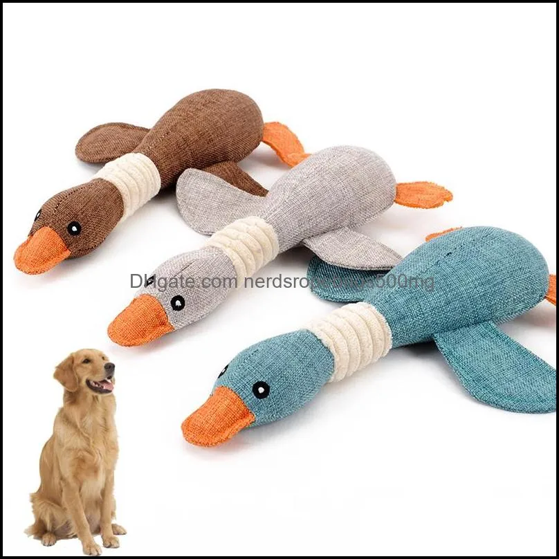 Lovely Dog Toys Cat Puppy Pet Chew Toy Animals Geese Plush Cartoon Bite Linen Cloth Wild Goose Squeak Toy 10pcs