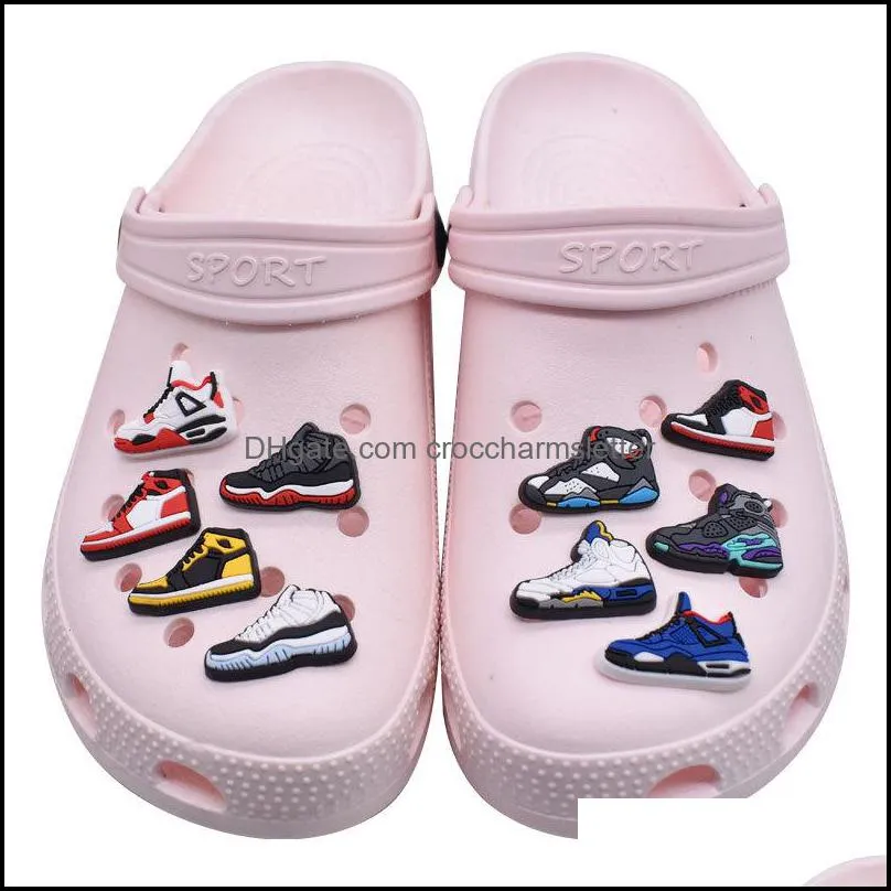 Mini Sports Shoes Croc Charms Pvc Clog Shoes Decoration Buckle Accessories Buttons Pins