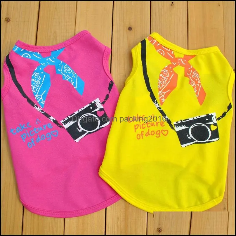 Spring Summer Fashion Camera Pet Dog Vest Cartoon Dog Shirt XS-L Pet Clothes For Dogs Cats Puppy Dog Clothes Wholesale