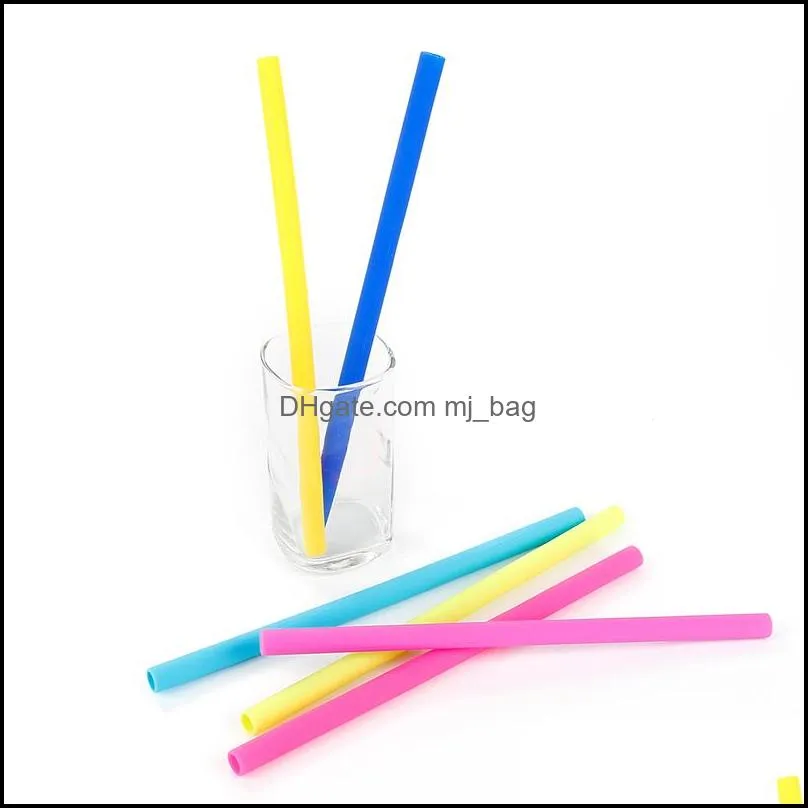 Colorful Silicone Straws for Cups Food Grade 25cm Silicone Straight Bent Straws for Bar Home Drinking Straws