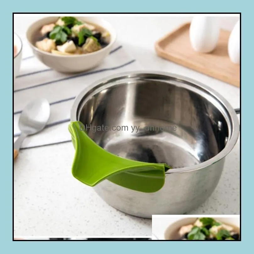 Silicone Anti-spill Drain Pans Round Rim Deflector Liquid Funnel Soup Diversion Mouth Cooking Tools Kitchen Accessories