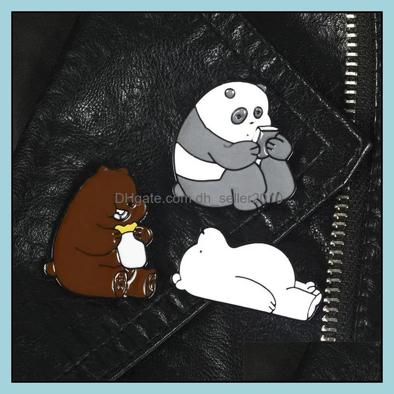 Customized Brooch Animal Custom Enamel Pin Lovely Super Cute White Bear Brown Bear Couple Brooches Man Women Cartoon Accessory Gift 1166