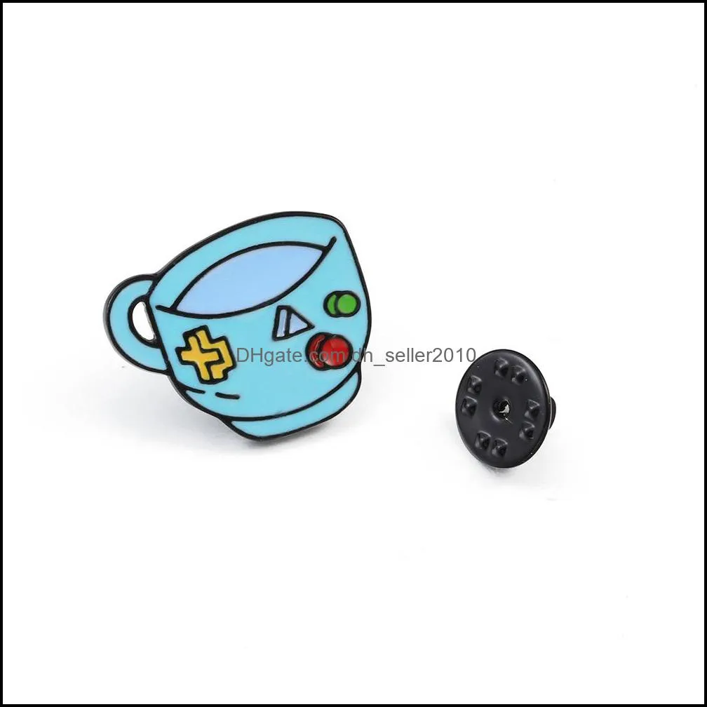 Customized Cup Coffee Pot Shaped Brooches Alloy Oil Drop Enamel Pin Men Women Clothes Jewelry Badge Funny Coffee Cups Teacup Brooch 1061