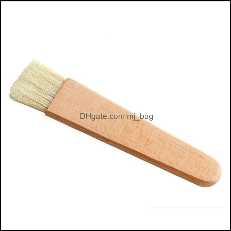 Kitchen Pastry Baking Brush Barbecue Oil Brush Kitchen Cooking Brush Wooden Round Handle Bristle BBQ Tools Bakeware