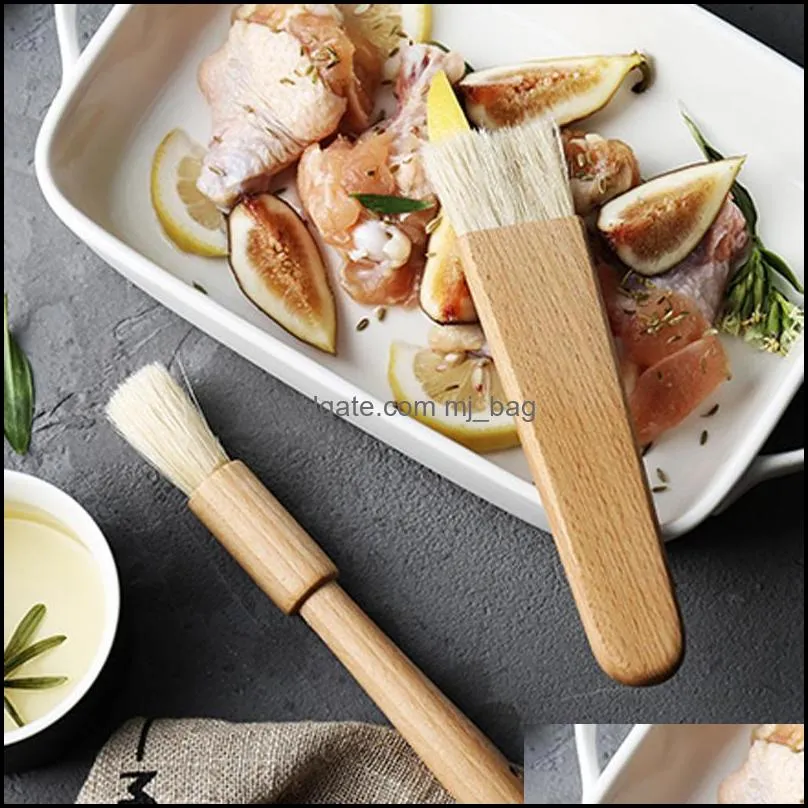 Kitchen Oil Brushes Basting Brush Wood Handle BBQ Grill Pastry Brush Baking Cooking Tools Butter Honey Sauce Brush Bakeware