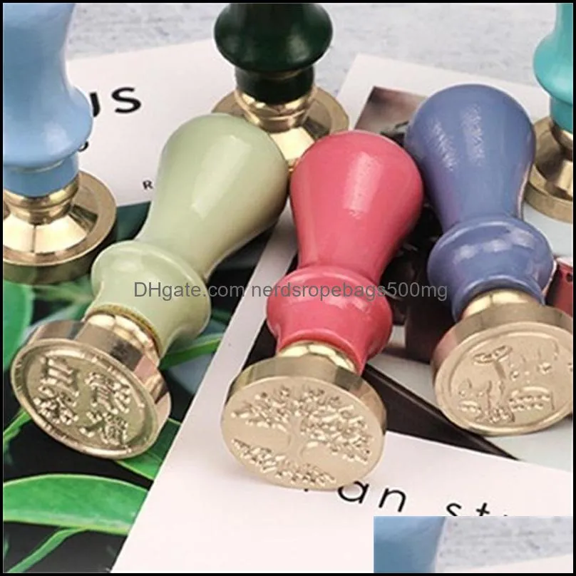 Wood Handle Wax Seal Stamp Accessories Portable Mini Diy Seal Tool Retro Macaron Color Just Grip Post Gifts Decorative without head