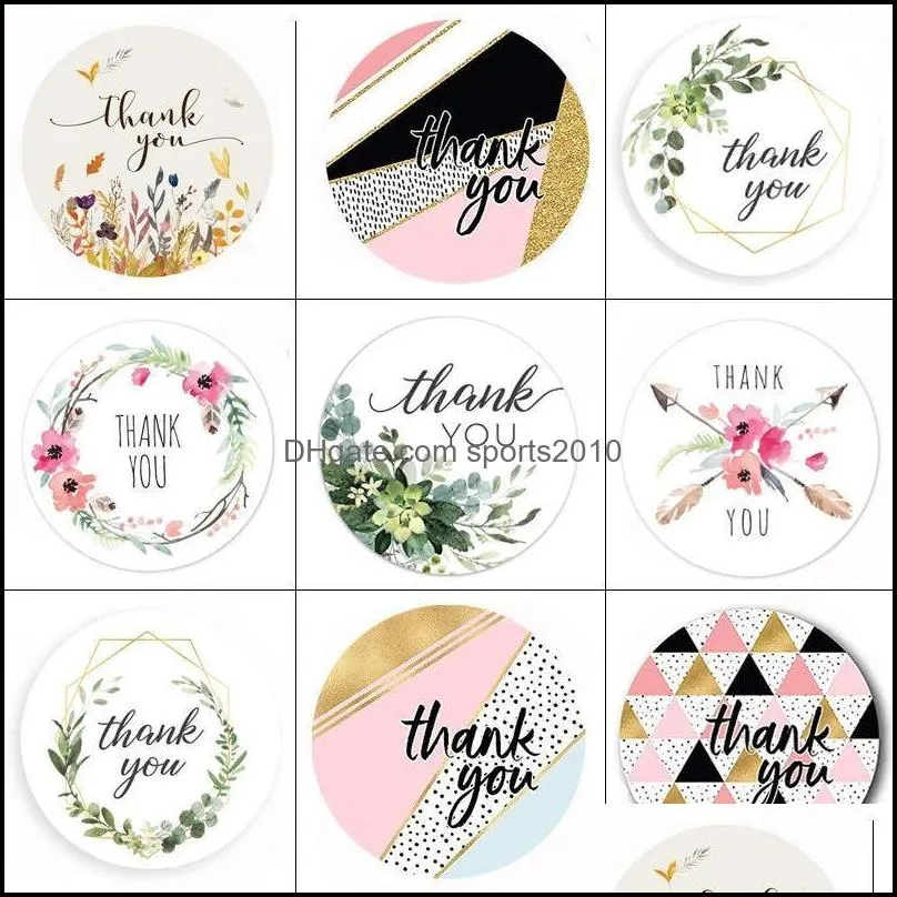 Thank You Stickers Seal Labels 500pcs/roll round label for package personalized decoration stationery sticker Autumn Floral