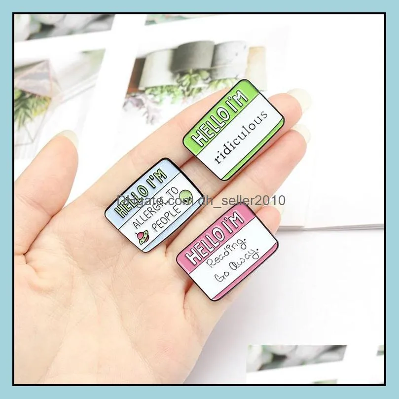 Customized Alloy Brooches Cartoon Interesting Dialog Exquisite Enamel Pins Badge Simplicity Ins Humor Tags Accessories Paint Pins 1041
