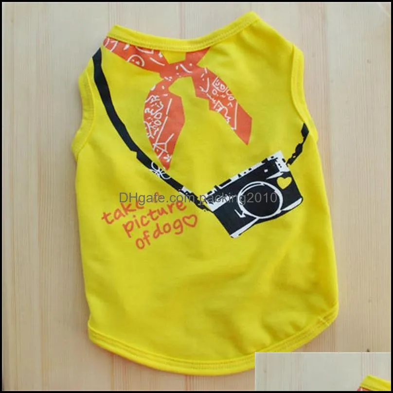 Spring Summer Fashion Camera Pet Dog Vest Cartoon Dog Shirt XS-L Pet Clothes For Dogs Cats Puppy Dog Clothes Wholesale