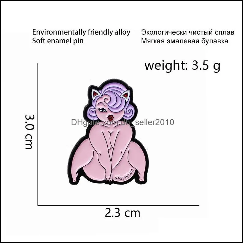 Sexy Lady Enamel Pin Brooch Exposed Women Badges Clothes Lapel Pin Cap Bag Fun Jewelry 601 H1