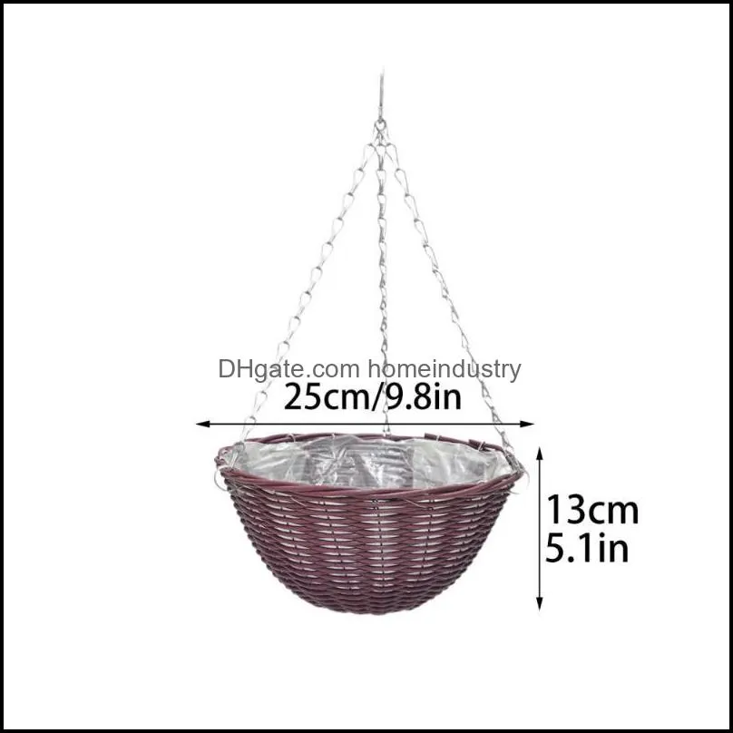 other garden supplies ornaments hanging flowerpot gardening iron plastic storage rack trendy rattan design brown home decor basket