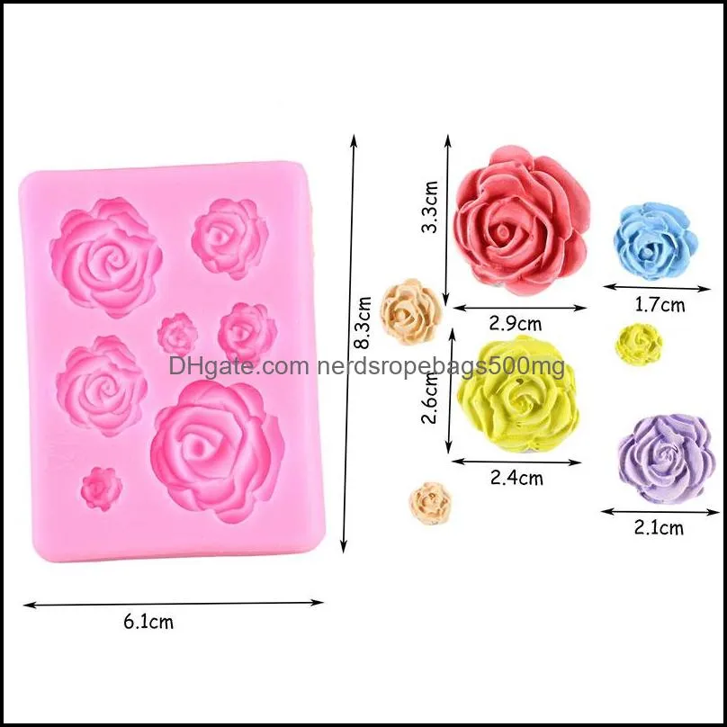 Rose Flower Silicone Molds Wedding Cupcake Topper Fondant Cake Decorating Tools Sugarcraft Candy Clay Chocolate Gumpaste Moulds