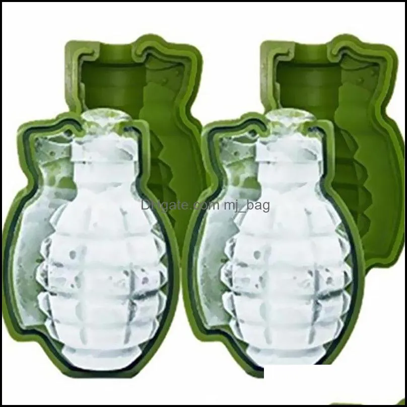 Hot 3D Grenade Shape Ice Cube Mold Creative Ice Cream Maker Party Drinks Silicone Tray Molds Kitchen Bar Tool Men Gift