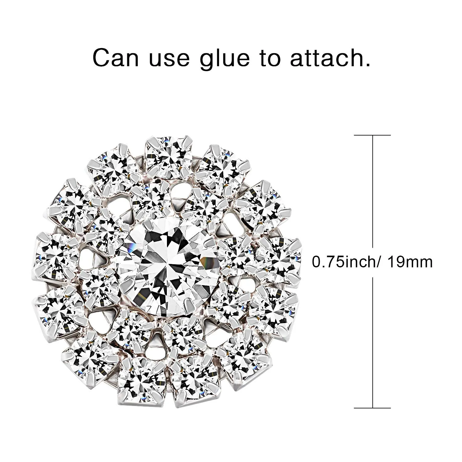 3ml rhinestone embellishments 19 mm flatback flower crystal button accessory silver rhinestone buttons for diy jewelry wedding decoration bridal bouquet invitations hair accessories gift