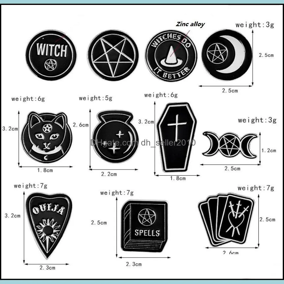 Witch Ouija Moon Tarot BooK New Goth Style Enamel Pins Badge Denim Jacket Jewelry Gifts Brooches for Women Men 167 T2
