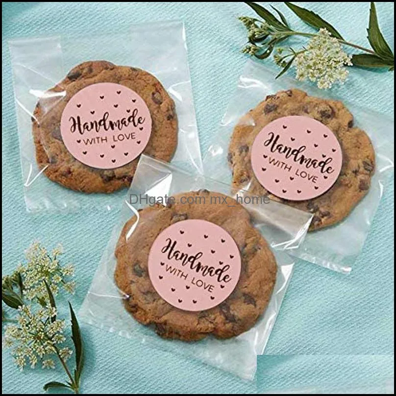 500pcs Handmade With Love 1 Inch Baking Label Wedding Sticker Party Label Decoration Envelope Seal Stationery Stickers