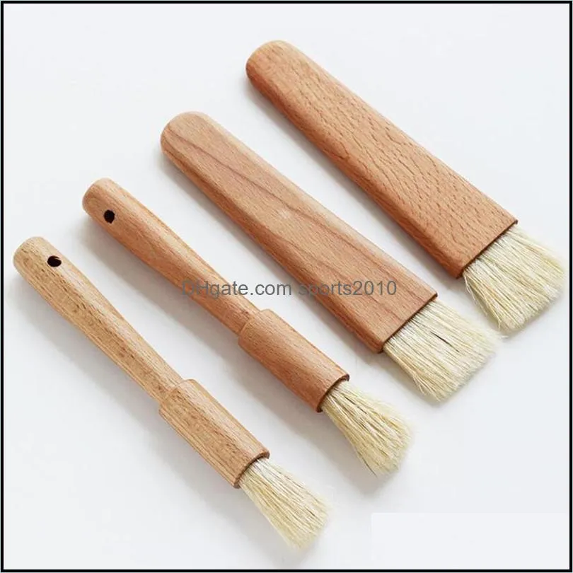 Household Kitchen Brush Barbecue Oil Brush Round Handle Bristle Brushes Flat Pastry Baking Brush Kitchen Cooking Tools