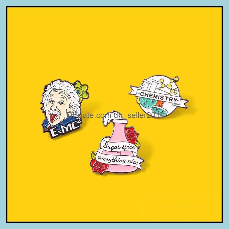 Customized Brooch Chemical Experiment Hard Enamel Pin Originality Cartoon Jewelry Badge Pins Alloy Paint Badge Brooches Women 1223 D3