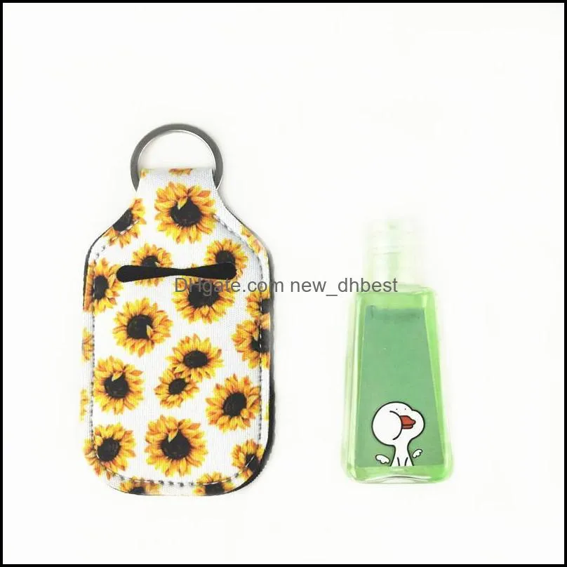 30ml Hand Sanitizer Holder Neoprene Keychain Mini Bottle Cover White Color Rectangle Shape Chapstick Holder 24 Colors