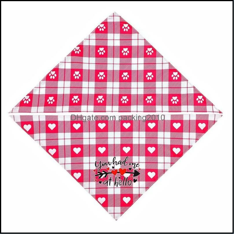 Valentines Day Dog Bandanas Cats Dogs Lovely Heart Love Patterns Neckerchief Large Dog Scarf Cat Bib Pet Accessories