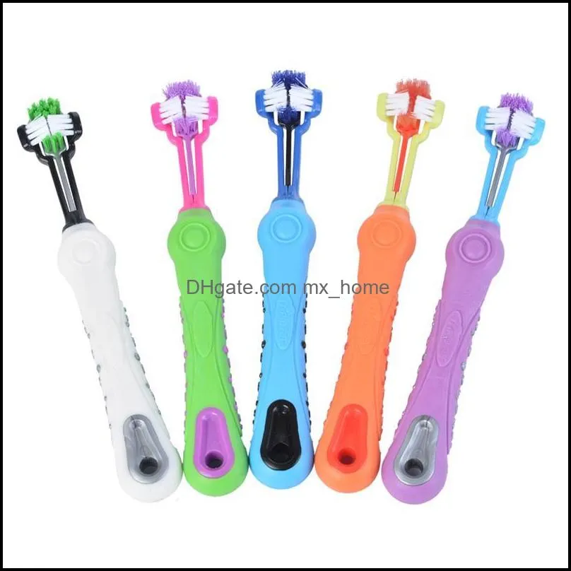 Three Sided Pet Toothbrush Dog Brush Addition Bad Breath Tartar Teeth Care Dog Cat Cleaning Mouth dog Cat toothbrush