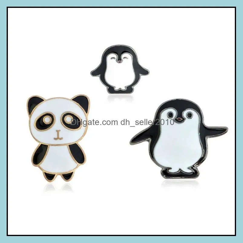 Customized Hard Enamel Pin Brooches Lovely Panda Penguin Animal Enamel Jewelry Custom Men Women Kids Charms Alloy Bulk Brooch 1028 D3