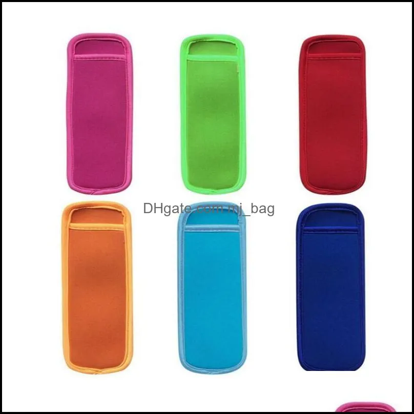 18x6cm Reusable Summer Icy Block Lolly Cream Holder Colorful Popsicle Holders  Ice Sleeves Freezer Tool For Kids